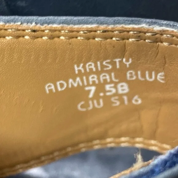 Earth Kristy Admiral Blue Leather Heel Zipper Velcro Sandals 7.5 B - Picture 8 of 16